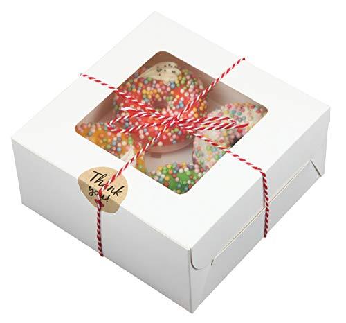 30 Pezzi Mini Scatole per Torta, 10x10x6,5cm Scatole per Dolci, Scatola per  Biscotti, con Finestra Trasparente a Forma di Cuore, per Cupcake, Muffin,  Cioccolato, Ciambelle (Bianco) : : Casa e cucina