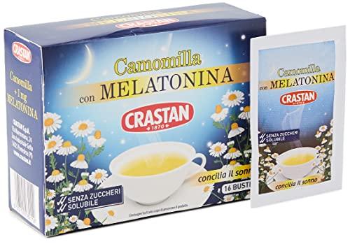 Crastan Camomilla Solubile con Melatonina, senza Zuccheri Aggiunti, 16  Bustine, 64 G