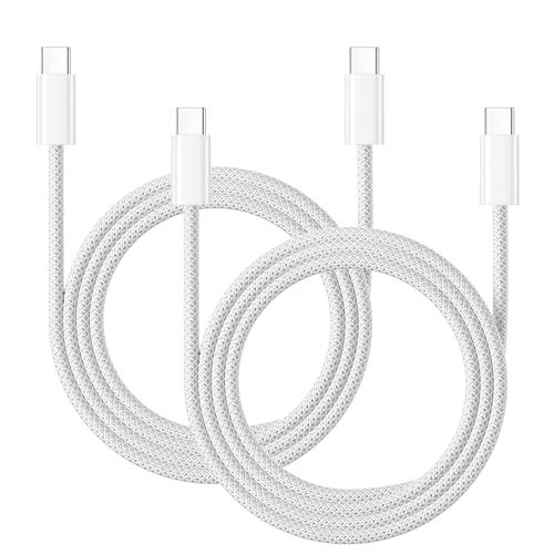 Cavo USB-C a USB-C per iPhone e iPad - Ricarica Rapida 60W, Nylon Intrecciato, 1 Metro (2 Pezzi) Cavo USB-C a USB-C per iPhone e iPad - Ricarica Rapida 60W, Nylon Intrecciato, 1 Metro (2 Pezzi)